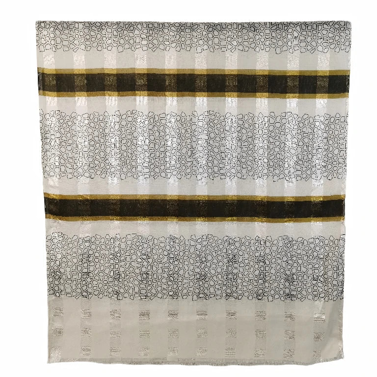 Geometric Pebble Print Viscose Hijab Lightweight Striped Shawl for Women