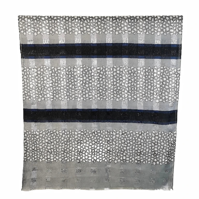 Geometric Pebble Print Viscose Hijab Lightweight Striped Shawl for Women