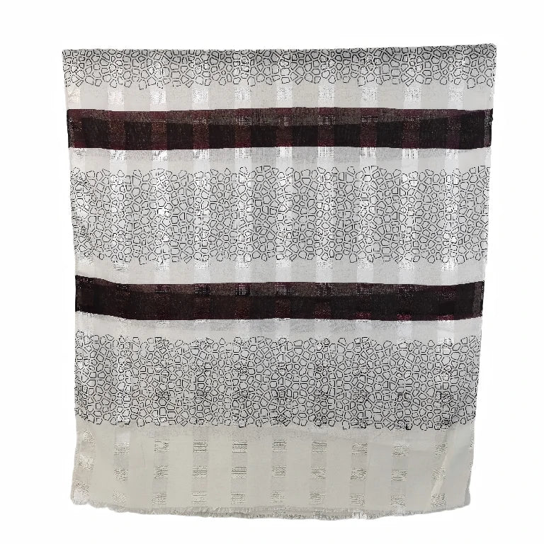 Geometric Pebble Print Viscose Hijab Lightweight Striped Shawl for Women