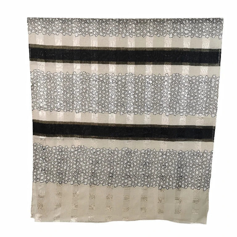 Geometric Pebble Print Viscose Hijab Lightweight Striped Shawl for Women