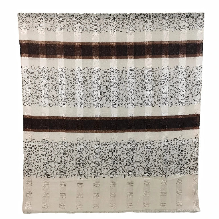 Geometric Pebble Print Viscose Hijab Lightweight Striped Shawl for Women