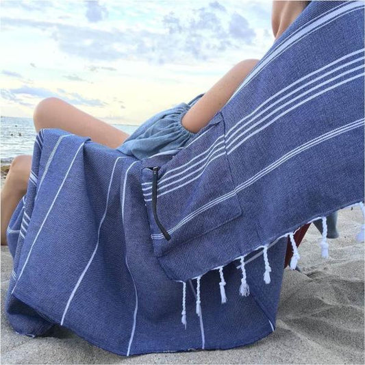 Hammam Beach Towel with Hidden Zipper