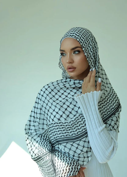 Women's Muslim Keffiyeh & Hijab Chiffon Printed