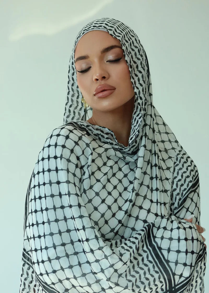 Women's Muslim Keffiyeh & Hijab Chiffon Printed