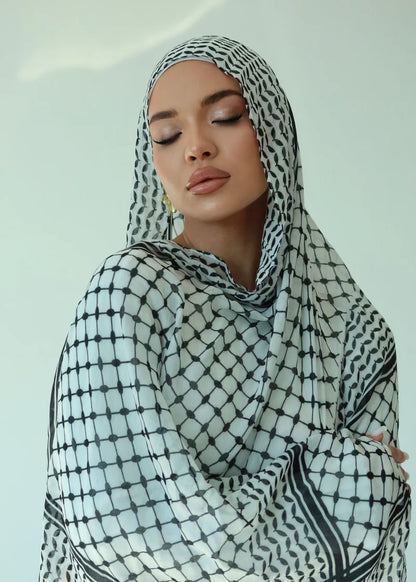 Women's Muslim Keffiyeh & Hijab Chiffon Printed