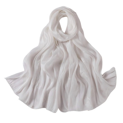 Luxury Embroidered Tulip Hijab Pleated Silky Scarf Floral Embroidery Women
