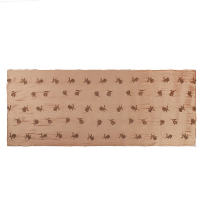 Luxury Embroidered Tulip Hijab Pleated Silky Scarf Floral Embroidery Women