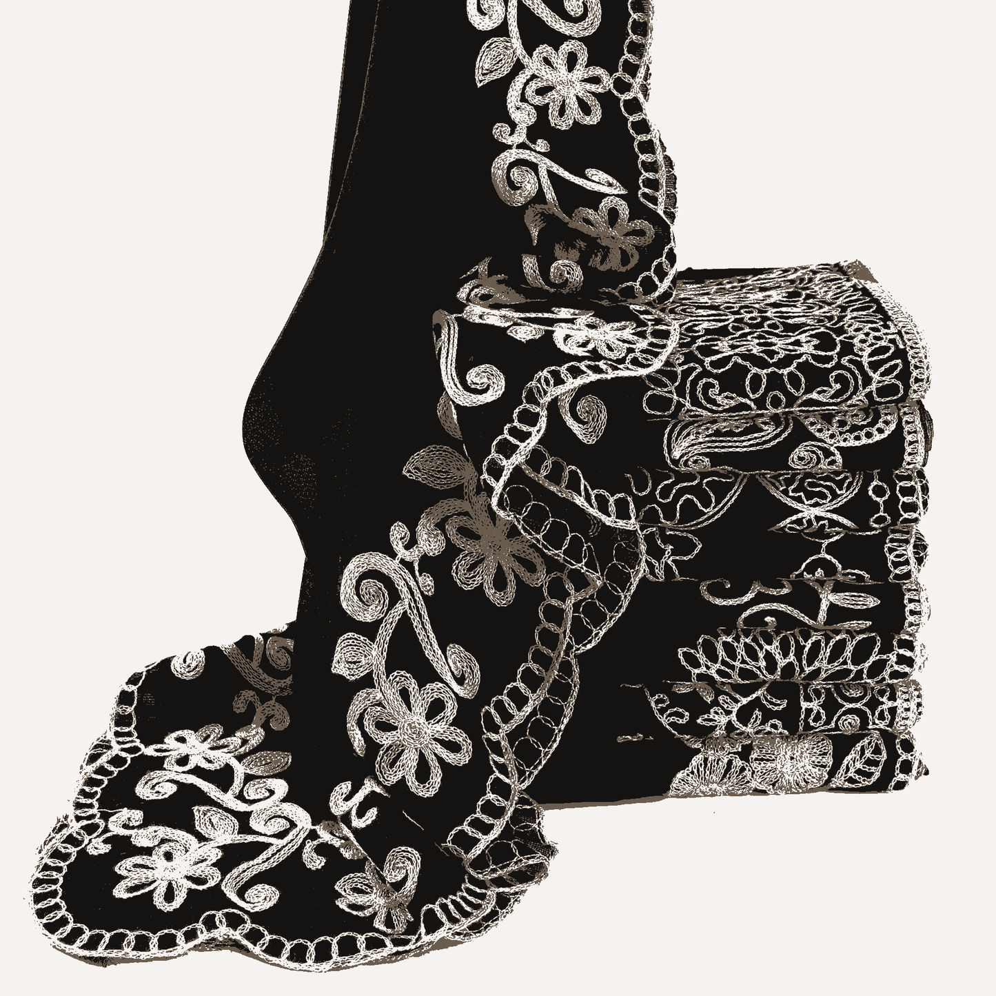 black embroidered scarf
