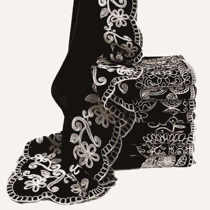 black embroidered scarf