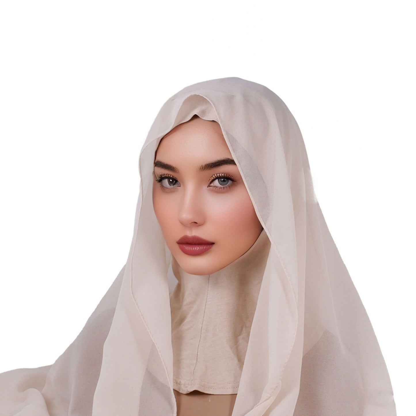 beige double-layered headscarf