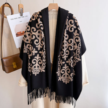 black Faux Cashmere Shawl