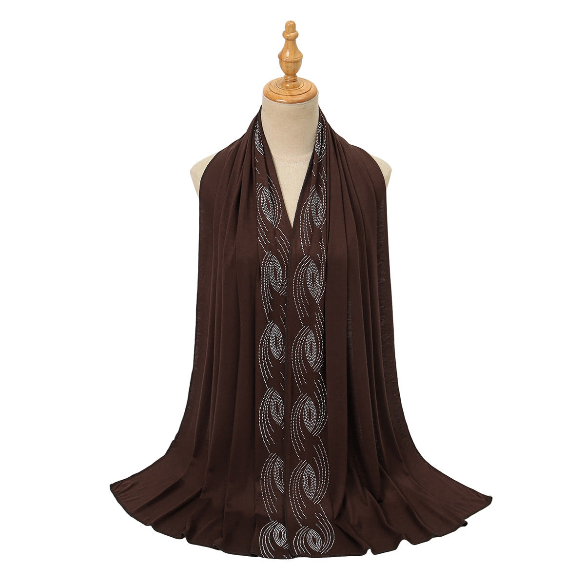 Premium Jersey Hijab Wholesale Luxury Wavy Rhinestone Embellished Shawl Bul