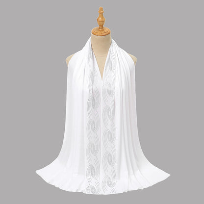 Premium Jersey Hijab Wholesale Luxury Wavy Rhinestone Embellished Shawl Bul