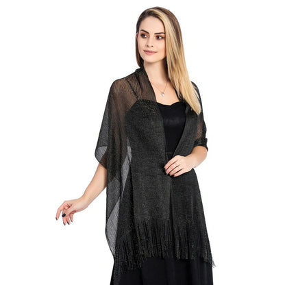 Black shawl with shimmering threads