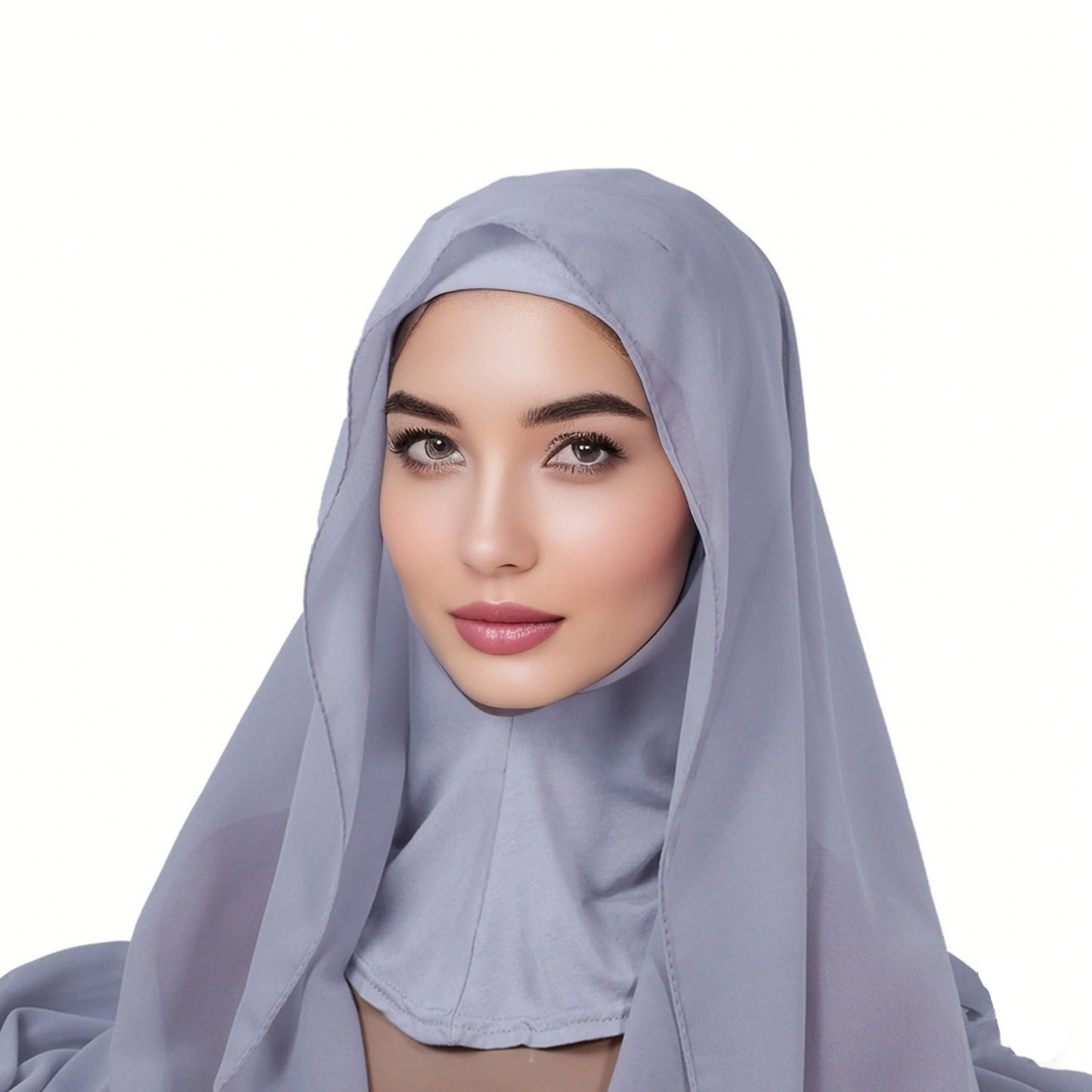 Gray double-layered headscarf
