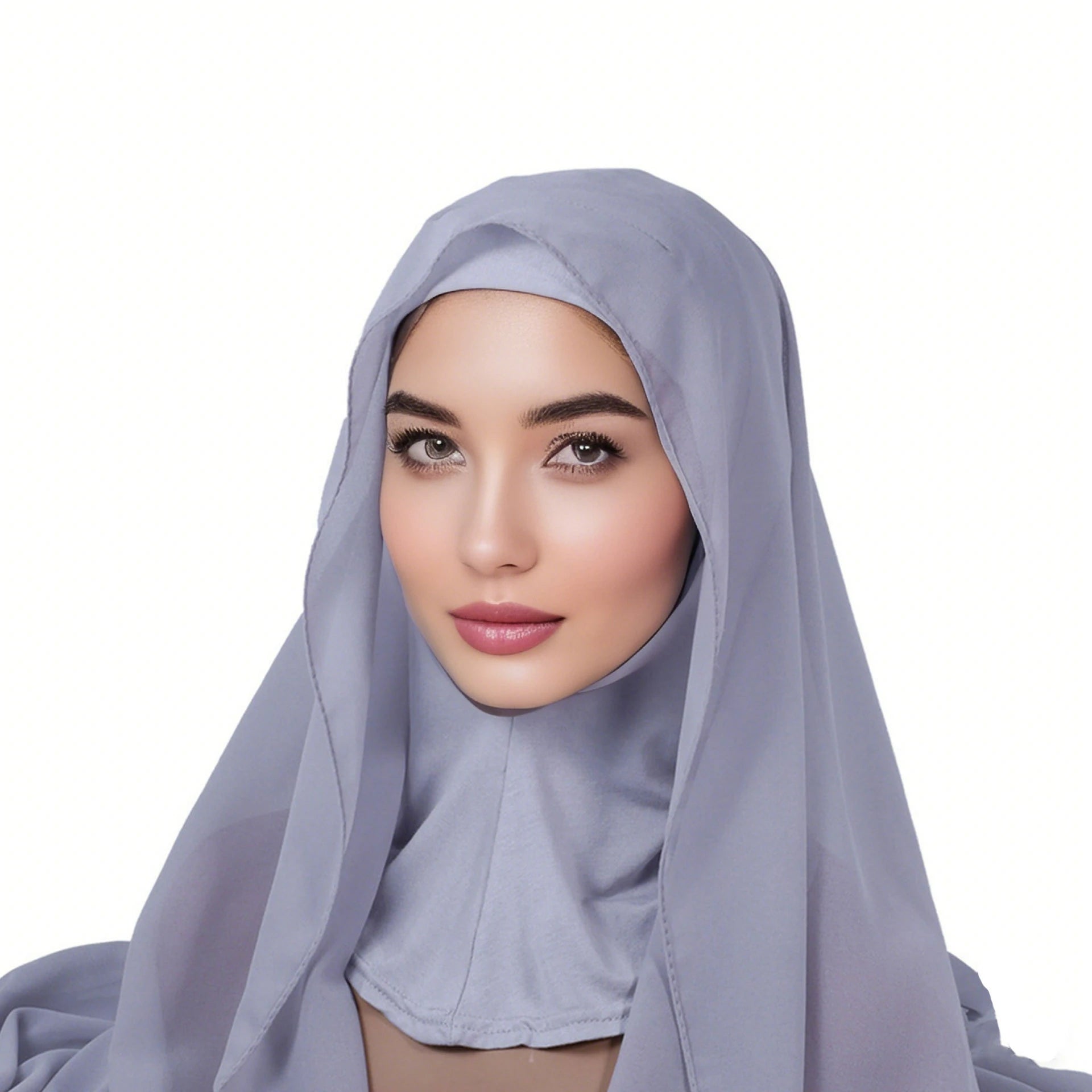 Gray double-layered headscarf