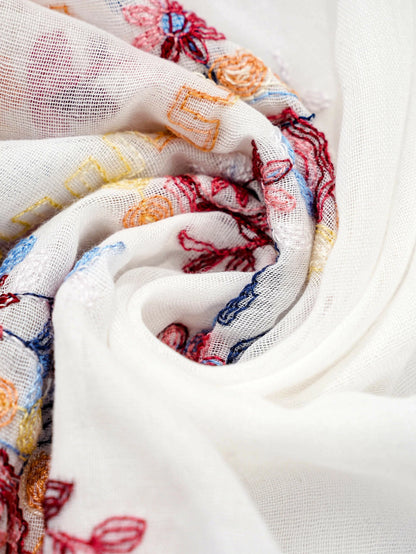 white Bohemian Scarf