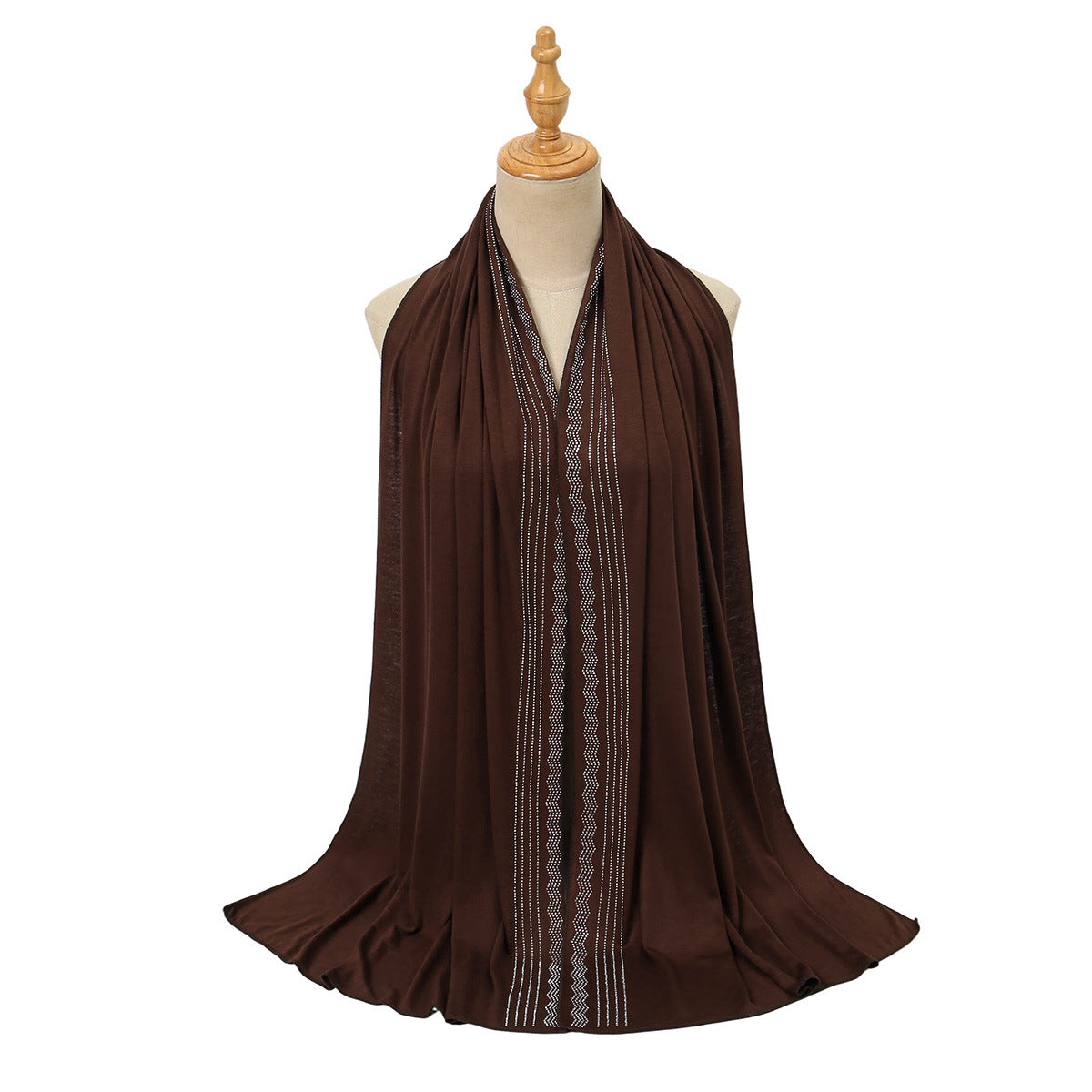Premium Jersey Hijab Wholesale Luxury Wavy Rhinestone Embellished Shawl Bul