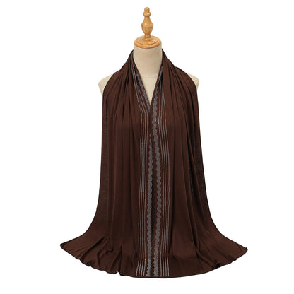 Premium Jersey Hijab Wholesale Luxury Wavy Rhinestone Embellished Shawl Bul