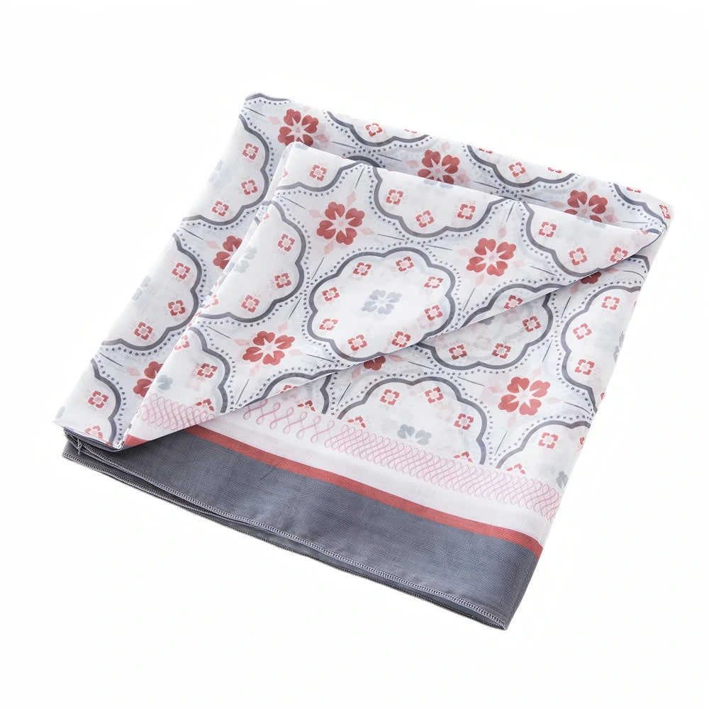 Wholesale Premium Scalloped Geometric Print Square Hijab Lightweight Voile Headscarf
