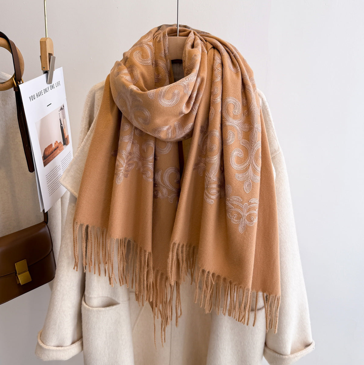 orange Faux Cashmere Shawl