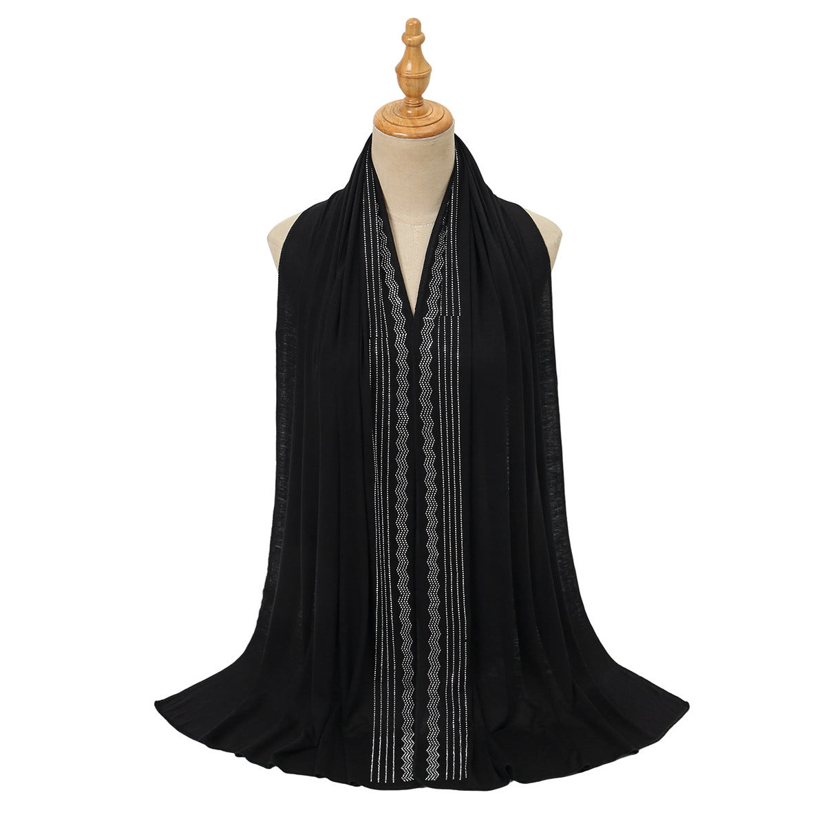 Premium Jersey Hijab Wholesale Luxury Wavy Rhinestone Embellished Shawl Bul