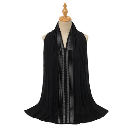 Premium Jersey Hijab Wholesale Luxury Wavy Rhinestone Embellished Shawl Bul