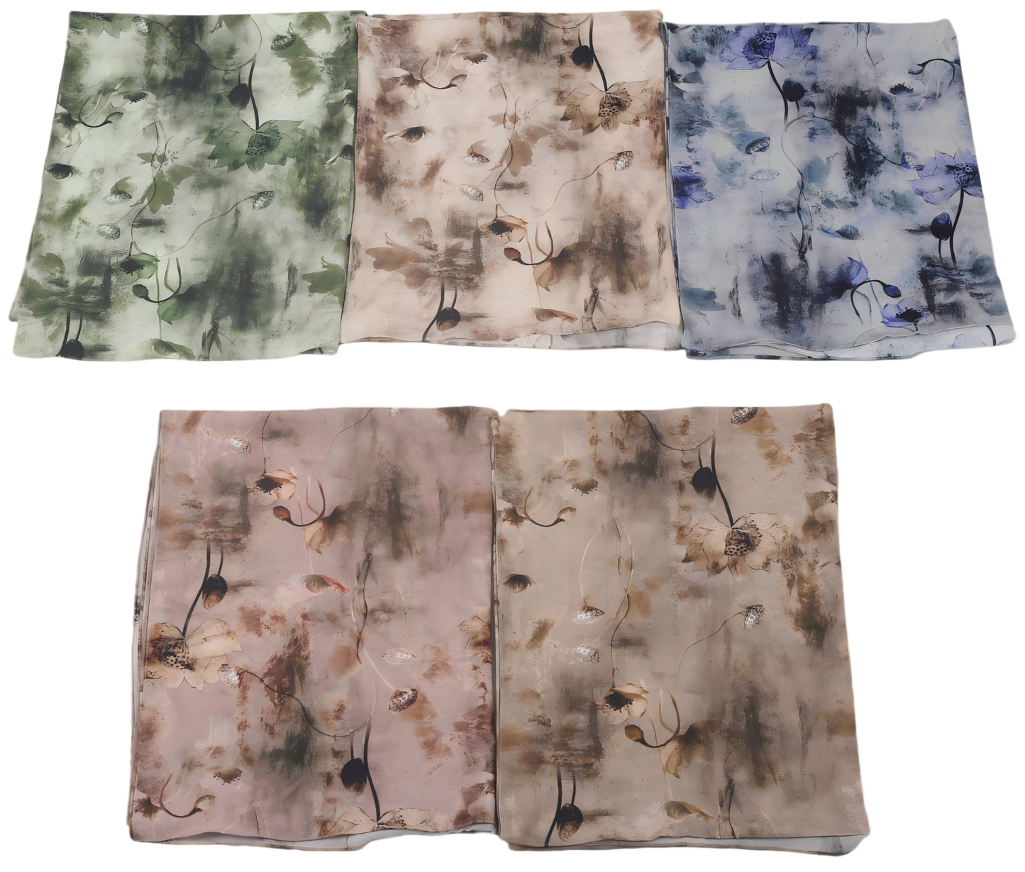 Wholesale Abstract Ink Floral Jersey Hijab Scarf Lightweight