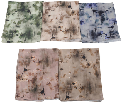 Wholesale Abstract Ink Floral Jersey Hijab Scarf Lightweight