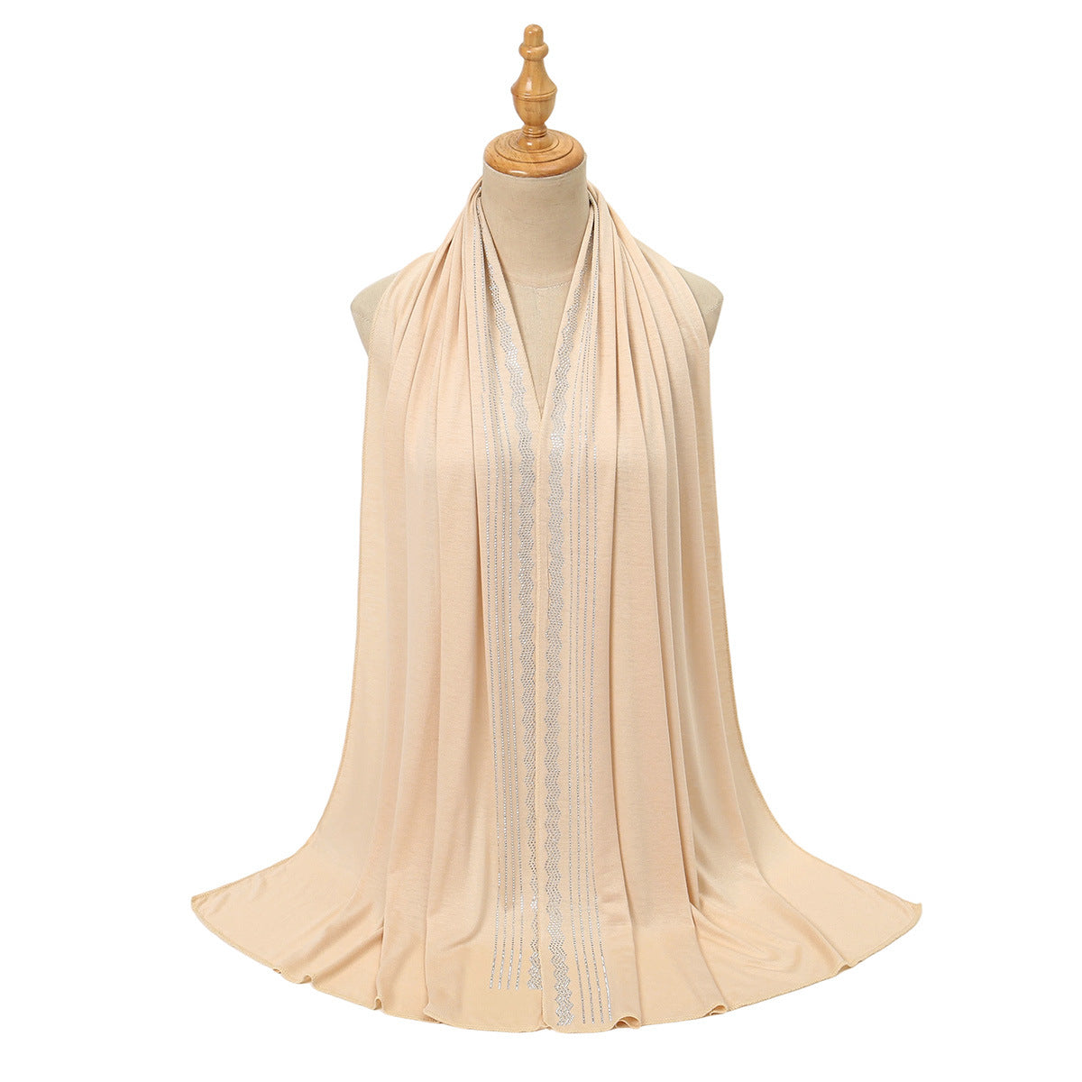 Premium Jersey Hijab Wholesale Luxury Wavy Rhinestone Embellished Shawl Bul