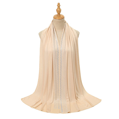 Premium Jersey Hijab Wholesale Luxury Wavy Rhinestone Embellished Shawl Bul