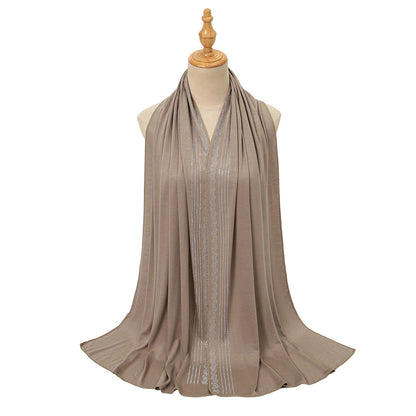 Premium Jersey Hijab Wholesale Luxury Wavy Rhinestone Embellished Shawl Bul