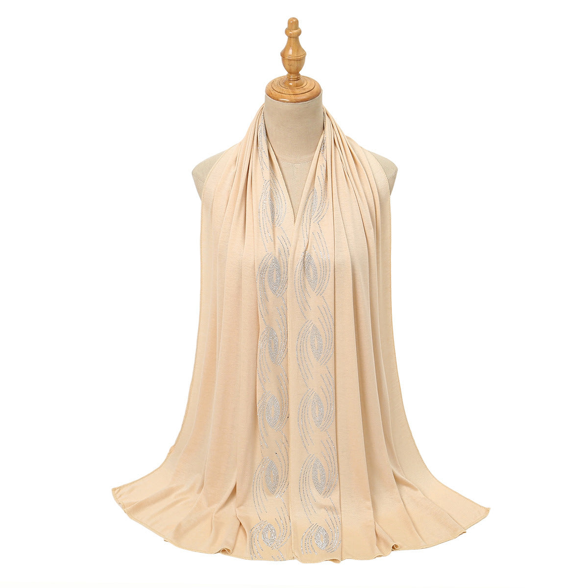 Premium Jersey Hijab Wholesale Luxury Wavy Rhinestone Embellished Shawl Bul