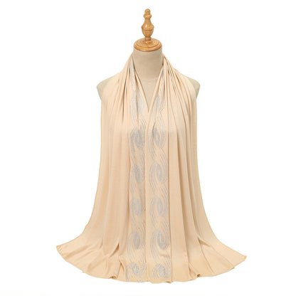 Premium Jersey Hijab Wholesale Luxury Wavy Rhinestone Embellished Shawl Bul