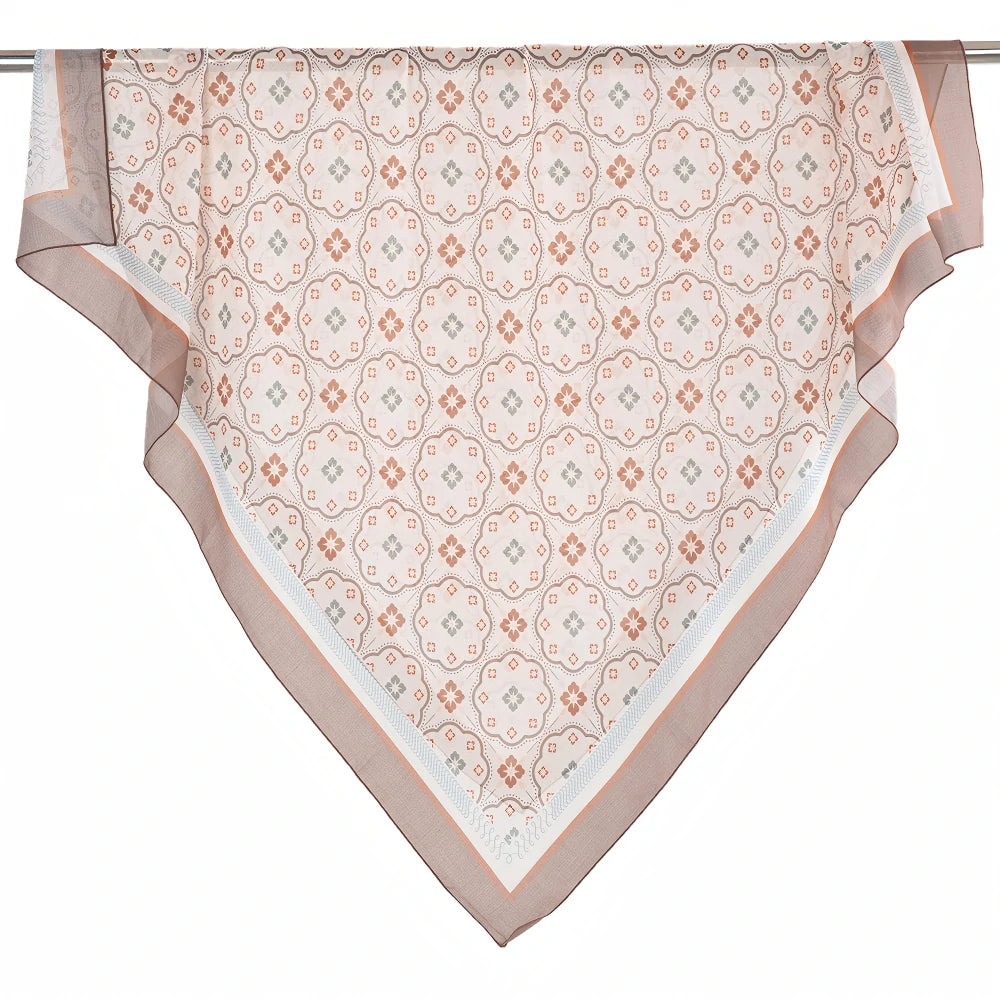 Wholesale Premium Scalloped Geometric Print Square Hijab Lightweight Voile Headscarf