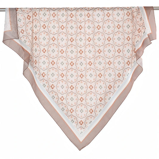 Wholesale Premium Scalloped Geometric Print Square Hijab Lightweight Voile Headscarf