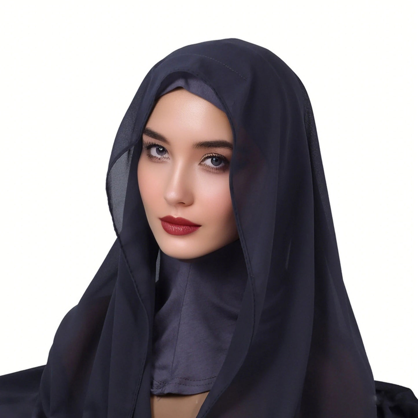 Navy blue double-layered headscarf