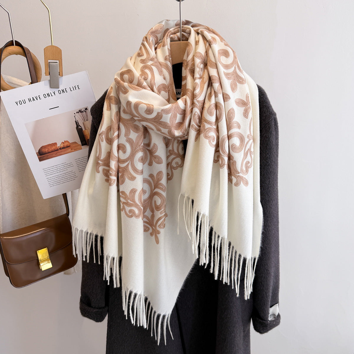 white Faux Cashmere Shawl