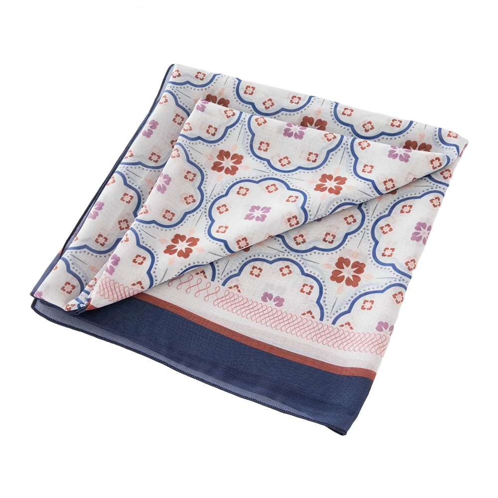 Wholesale Premium Scalloped Geometric Print Square Hijab Lightweight Voile Headscarf