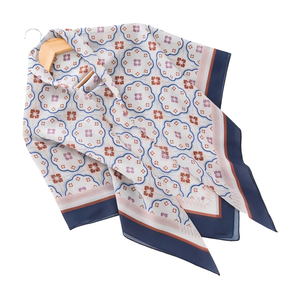 Wholesale Premium Scalloped Geometric Print Square Hijab Lightweight Voile Headscarf