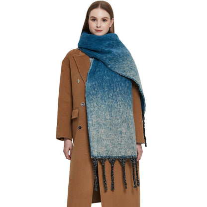  Thickened Collar Loop Yarn Coarse Fringe Gradient Color