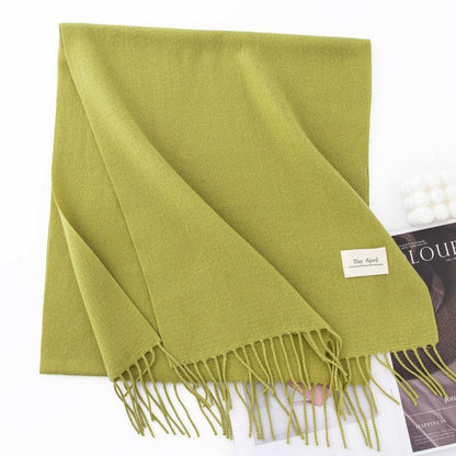 Fall and winter warm Plain scarf &shawl for women Morandi color with Fringed Edges