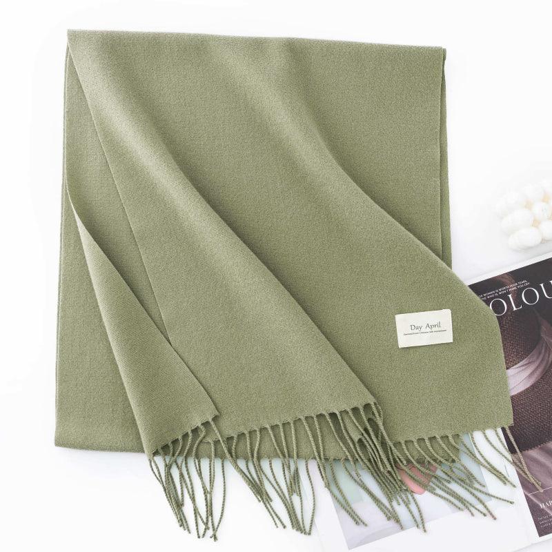 Fall and winter warm Plain scarf &shawl for women Morandi color with Fringed Edges