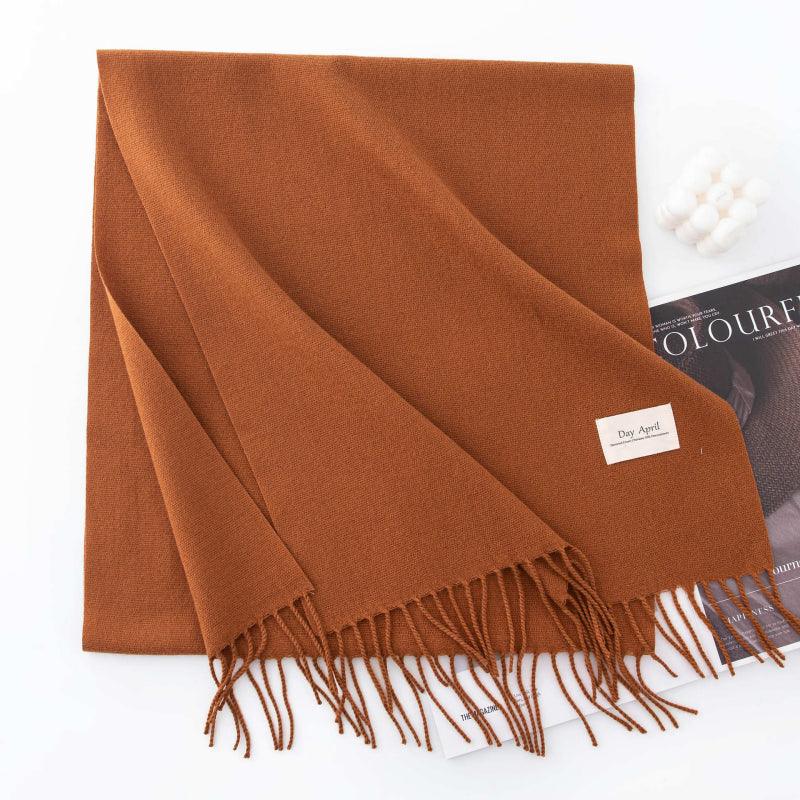 Fall and winter warm Plain scarf &shawl for women Morandi color with Fringed Edges