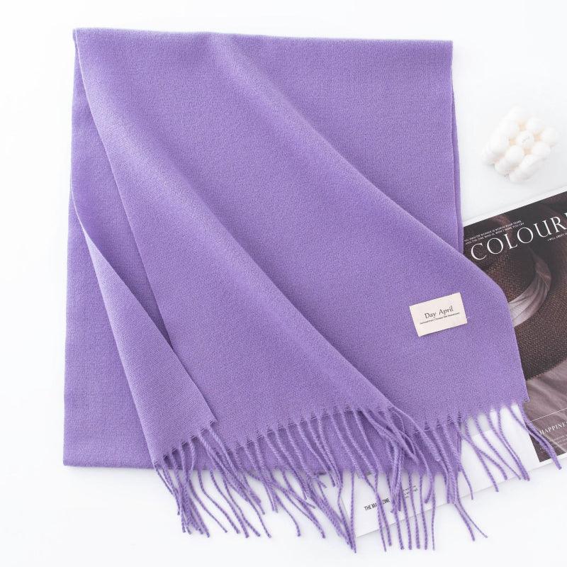 Fall and winter warm Plain scarf &shawl for women Morandi color with Fringed Edges