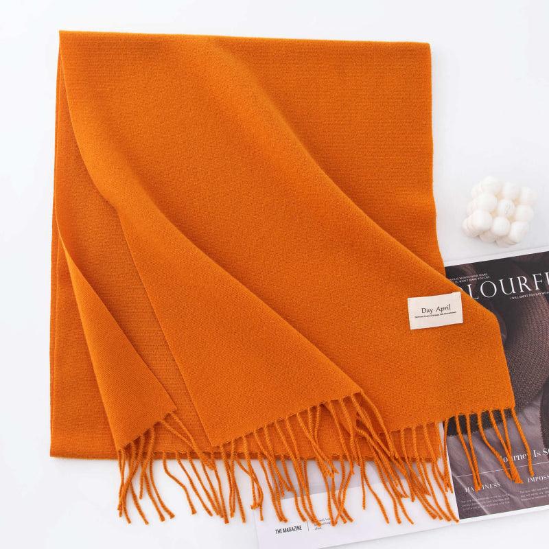 Fall and winter warm Plain scarf &shawl for women Morandi color with Fringed Edges