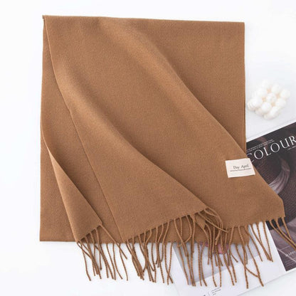 Fall and winter warm Plain scarf &shawl for women Morandi color with Fringed Edges