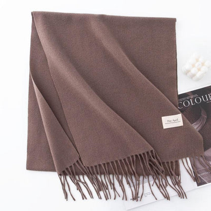 Fall and winter warm Plain scarf &shawl for women Morandi color with Fringed Edges