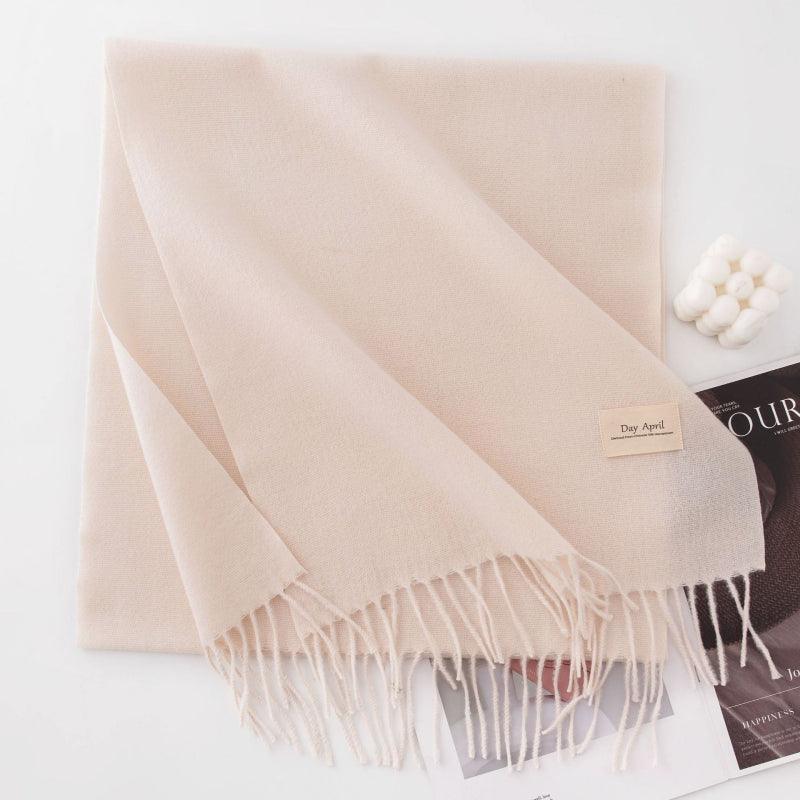 Fall and winter warm Plain scarf &shawl for women Morandi color with Fringed Edges