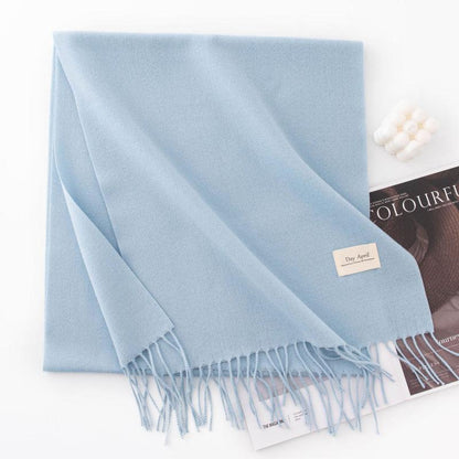 Fall and winter warm Plain scarf &shawl for women Morandi color with Fringed Edges